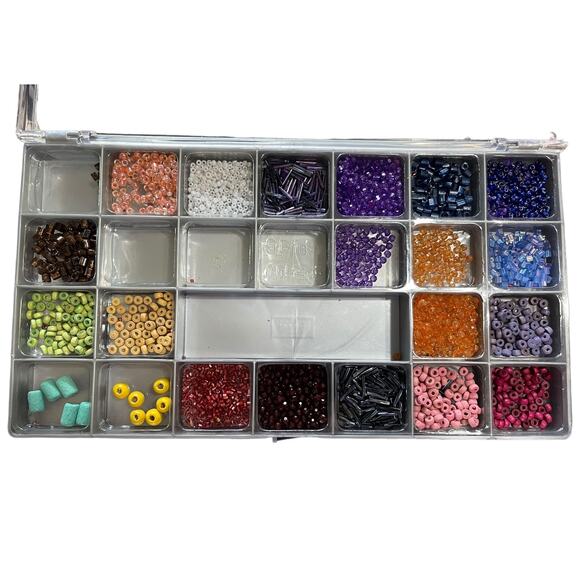 Large Assortment Mix Bulk Beads Wood Glass With Case - Picture 4 of 4